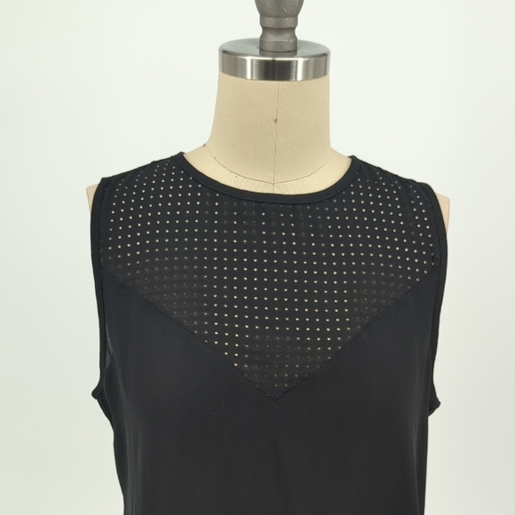 Banana Republic Perforated Neck Top Black S punk goth casual basic tunic - Picture 3 of 5